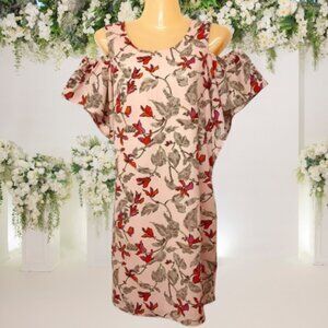Dress Casual Summer Spring C&E Peach Floral Cold Shoulder Tent Medium Worn Once